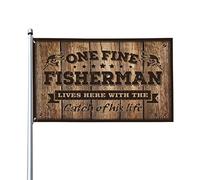 Accessoires de chambre cool pour adolescents et garçons - Drapeau « One Fine Fisherman Lives Here With The Catch Of His Life » - Décoration extérieure cool pour garçons (60 x 90 cm)