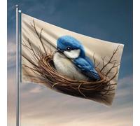 Accessoires de chambre cool pour adolescents et garçons - Oiseau bleu nichant dans la nature - Drapeau décoratif pour homme - Drapeaux pour dortoirs (152 x 244 cm)
