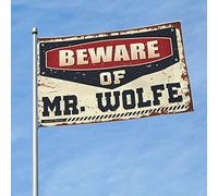 Accessoires de chambre cool pour adolescents garçons « Beware of Mr. Wolfe » - Décoration extérieure - Affiches cool pour garçons (120 x 180 cm)