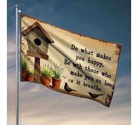Accessoires de chambre cool pour adolescents garçons « Do What Makes You Happy, Be With those Who Make You As Long As It Breathes » Drapeau Cadeaux amusants pour Boss Sports Bar Decor (152 x 244 cm)