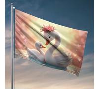 Accessoires de chambre cool pour adolescents garçons Love In The Water : une famille de cygnes avec drapeau de scène réconfortante pour camping car accessoires de piscine (60 x 90 cm)