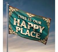 Accessoires de chambre cool pour adolescents garçons « This Is Our Happy Place » Drapeau Cadeaux amusants pour Boss Sports Bar Decor (120 x 180 cm)