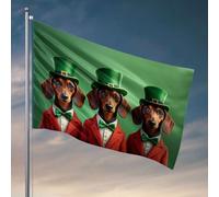 Accessoires de chambre cool pour adolescents garçons trois teckels dans des chapeaux hauts et des costumes. Drapeaux de décoration de chambre, accessoires de bateau de pêche (120 x 180 cm)