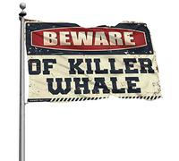 Accessoires de chambre pour adolescents garçons « Beware of Killer Whale » Drapeau Tiki Bar pour extérieur, patio, bar, décoration de grotte (30 x 45 cm)