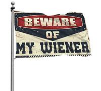 Accessoires de chambre pour adolescents garçons Beware Of My Wiener Drapeau Tiki Bar pour extérieur Patio Bar Man Cave Decor (30 x 45 cm)