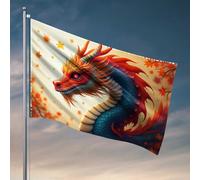 Accessoires de chambre pour adolescents garçons Dragon en feuilles d'automne Drapeau de jardin Drapeau de jardin drôle (60 x 90 cm)
