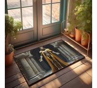 Accessoires de chambre pour adolescents garçons Gardien d'or : une statue majestueuse dans l'architecture ancienne, grand tapis d'extérieur amusant (40 x 60 cm)