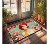 Accessoires de chambre pour adolescents garçons inspiration jardin vintage : Stop And Smell The Flowers! Grand tapis d'extérieur amusant (65 x 90 cm)