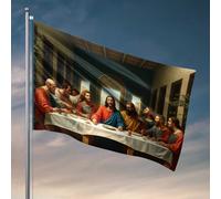 Accessoires de chambre pour adolescents garçons La Cène : un drapeau d'interprétation moderne Drapeau de jardin d'automne Drapeaux de jardin drôles (152 x 244 cm)