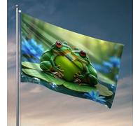 Accessoires de chambre pour adolescents garçons Love In The Rainforest : deux grenouilles partagent un cœur drapeau de jardin d'automne drapeaux de jardin drôles (30 x 45 cm)