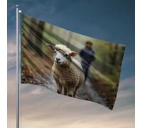 Accessoires de chambre pour adolescents garçons moutons dans le chemin de la forêt drapeau de jardin d'automne drapeaux de jardin drôles (120 x 180 cm)