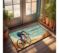 Accessoires de chambre pour adolescents garçons Ride Into The Unknown: A Cyclist's Journey Through Nature Paillasson amusant Décoration de maison camping-car (40 x 60 cm)
