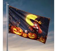Accessoires de chambre pour adolescents garçons sorcière d'Halloween avec citrouilles sous la lune drapeau de maison d'hiver ornements d'extérieur (60 x 90 cm)