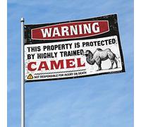 Accessoires de chambre pour garçons Avertissement This Property Is Protected By A Highly Trained Camel Flag Porche Flag College Drapeaux pour Dortoir (120 x 180 cm)