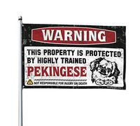 Accessoires de chambre pour garçons Avertissement This Property Is Protected By A Highly Trained Pékinois Drapeau Porche Drapeau College Drapeaux pour Dortoir (152 x 244 cm)