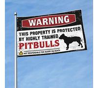 Accessoires de chambre pour garçons Avertissement This Property Is Protected By A Highly Trained Pitbulls Drapeau Porche Drapeau College Drapeaux pour Dortoir (152 x 244 cm)