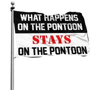 Accessoires de chambre pour garçons « What Happens On The Pontoon Stays On The Pontoon » Drapeau de porche Drapeau College Drapeaux pour Dortoir (152 x 244 cm)