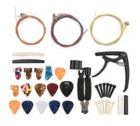 Accessoires de Changement de Cordes Guitare 36PCS, Capo, Enrouleur, Cutter, Médiators et Silicones - Kit Complet, Protection Antirouille, Pratique et Rapide pour Guitare et