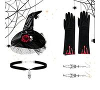 Accessoires de Chapeau de Sorcière Collier ras de cou crâne, boucles