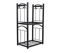 Accessoires de cheminée, range-bûches d'extérieur, en fer à 2 niveaux, porte-outils amovible, support for allume-feu d'intérieur et, bûches