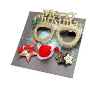 Accessoires de cheveux de Noël avec lunettes de Père Noël, festival, fête, épingle à cheveux, pince à cheveux en bois de bois, cosplay, costume de coiffe, coffret cadeau