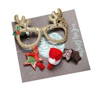 Accessoires de cheveux de Noël avec lunettes de Père Noël, festival, fête, épingle à cheveux, pince à cheveux en bois de bois, cosplay, costume de coiffe, coffret cadeau