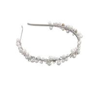 Accessoires de cheveux mariée en perles, tendance, argent, or, rose, 3 couleurs, bandeau, fleur strass, couronne mariage for femmes Pour FêTes, Mariage, Anniversaire(Silver)