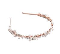 Accessoires de cheveux mariée en perles, tendance, argent, or, rose, 3 couleurs, bandeau, fleur strass, couronne mariage for femmes Pour FêTes, Mariage, Anniversaire(Rose Gold)