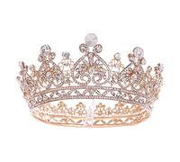 Accessoires de cheveux pour femmes Bijoux de mariage de mariage vintage et ethnique de cheveux Tiaras Copper Luxury Righestone Tiaras and Crowns Sliver (Gold S) (Gold Small)