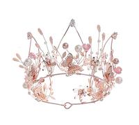 Accessoires de cheveux pour femmes grandes couronnes de cristal rose diadèmes de mariée de perle bande de bandes florales de mariage diadème pour la mariée Pinkbeadscrown