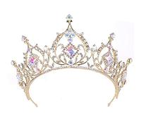 Accessoires de cheveux pour femmes rétro baroque rond Gol Crystal Tiara couronnes diadèmes pour les coiffes de mariage de mariée de la fille de la reine de la reine