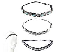 Strass Bandeaux Élastiques, 3 Pièces Bandeau Strass, Cristal Strass Bandeaux, Elastiques Bandeaux, Mode Head Wrap Bandeau, Convient Aux Accessoires de Cheveux pour Femmes et Filles