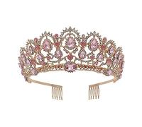 Accessoires de cheveux pour les femmes grandes couronnes en cristal rose Tiaras de mariée en banque de banquette florale Diadem pour la mariée Pinkbeadscrown (s)
