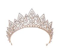 Accessoires de cheveux Tiara Crown For Women Baroque Drop Shape Crystal Princess Party Imitation Perle Tiaras Headwear Bridal Wedding Hair Accessories Gold (Gold S)