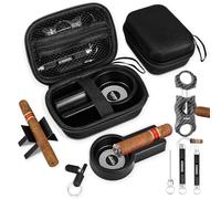 Accessoires de cigares multifonctionnels, kit 5 en 1 - Coupe-cigares V, outil d'amélioration de tirage de cigare, cendrier à cigare, porte-cigare, perforatrice à cigares, avec sac d'accessoires pour