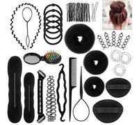 Accessoires de Coiffure 28pcs Hair Styling Accessories Kit Mode Élastiques Pince Coiffure Boudin Rouleau Bigoudis Magique Chignon Clip Torsade de tresse Cheveux Kit