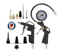 Accessoires de compresseur d'air comprimé - Kit de 13 pièces avec pistolet à air résistant, jauge de gonflage de pneu 130 PSI et tuyau en caoutchouc - Raccord rapide 1/4 par exemple Euro