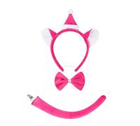 Accessoires de costume d'animal pour chats : bandeau, queue, nœud papillon, jupe pour enfant, garçon, fille, adolescent, jeu de rôle, Halloween, cosplay, oreilles d'animaux, Trois morceaux de rose