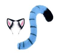 Accessoires de costume d'animal, serre-tête avec oreilles de tigre en fourrure et queue (fait main), coiffe avec oreilles d'animal en fausse fourrure pour cosplay Halloween
