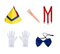 Accessoires de costume de marionnette à nez long avec jarretelles et livre d'histoires - Marionnette de conte de fées - Costume d'Halloween et de cosplay