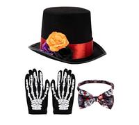 Accessoires de costume pour hommes - Ensemble de 3 chapeaux d'Halloween - Accessoires de cosplay en forme de rose - Équipement d'Halloween vif - Costumes pour la journée des morts pour hommes