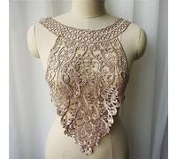 Accessoires de couture avec perles, paillettes, pi Appliques brodées en tissu floral for robe de mariée, style bohème, patch à coudre(Beige)