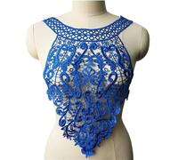 Accessoires de couture avec perles, paillettes, pi Appliques brodées en tissu floral for robe de mariée, style bohème, patch à coudre(Blu)