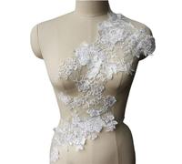 Accessoires de couture avec perles, paillettes, pi Robe de mariée blanche avec appliques en dentelle, tissu fleuri, paillettes, col en maille brodée