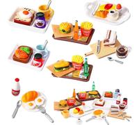Accessoires De Cuisine Miniatures,Accessoires De Cuisine De Noël Miniature,1:12 Nourriture Miniature Pour Poupée Avec Miniature Hamburger Frites ?uf Pain Lait,Mini Aliments Pour Maison De Poupée
