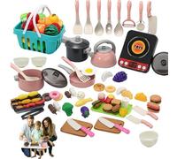 Accessoires de Cuisine pour Enfants, 91 pièces, Ensemble de Nourriture Jeu Simulation avec légumes à Couper, casseroles et poêles, Accessoires Cuisine Jouets pour Les Tout-Petits, éducatif