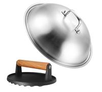 Accessoires de cuisson pour Blackstone, dôme de fusion robuste de 30,5 cm avec presse à hamburger ronde en fonte - Convient parfaitement pour les barbecues Blackstone à dessus plat (couvercle à