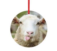 Accessoires de décoration festifs en aluminium avec motif langue de mouton coquin amusant et mignon - Boules à pendentif double face pour décoration de Noël multi-scènes