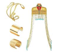 Accessoires de déguisement égyptiens pour femme - Serpent d'Halloween - Coiffe égyptienne avec perles - Brassard et poignet - Costume pour femme