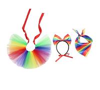 Accessoires de déguisement pour chats - Couleur arc-en-ciel - Jupe réglable - Bandeau et bandana pour chats et petits chiens